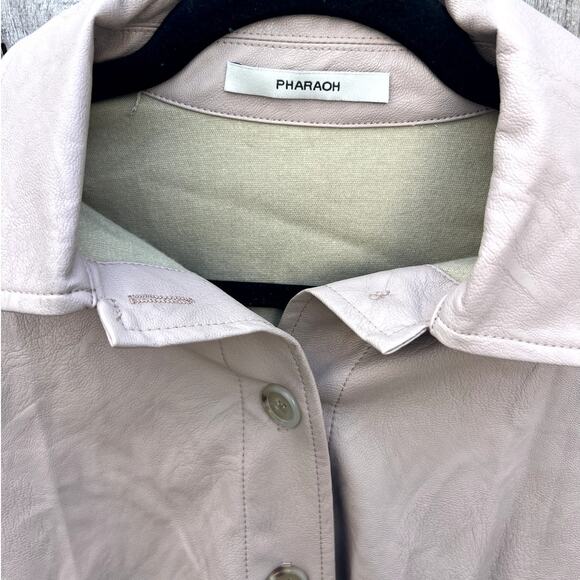 Pharaoh | Esme Boxy Crop Vegan Leather Minimalist Shirt Nude Size 1 Small - Picture 4 of 9